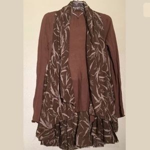 Knitted & Knotted Wheat Scarf Cardigan Small